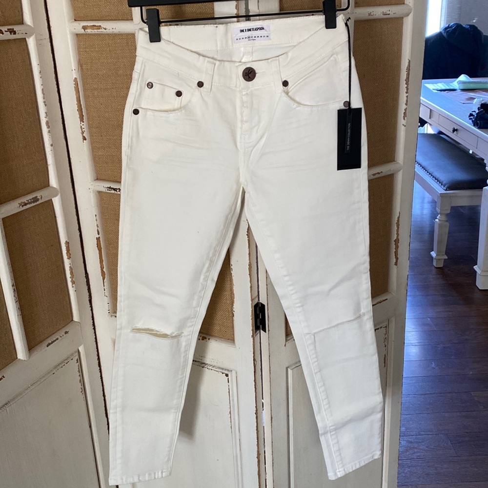 One Teaspoon True White low waist stretch fitted leg new